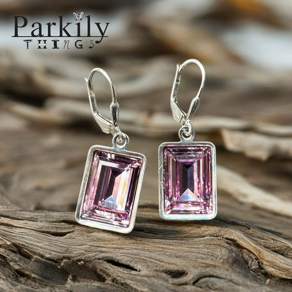 No Brand Jewelry - Handcrafted earrings with light rose Swarovski crystal